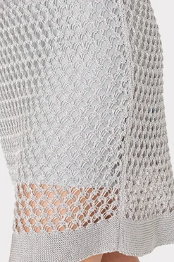 MILLY Jumpsuits & Rompers-Sinclair Metallic Mesh Mini Dress Silver
