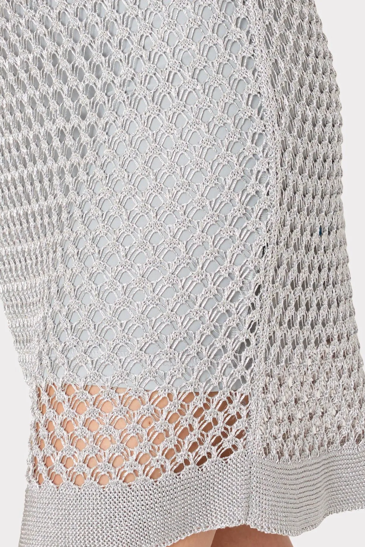 MILLY Jumpsuits & Rompers-Sinclair Metallic Mesh Mini Dress Silver