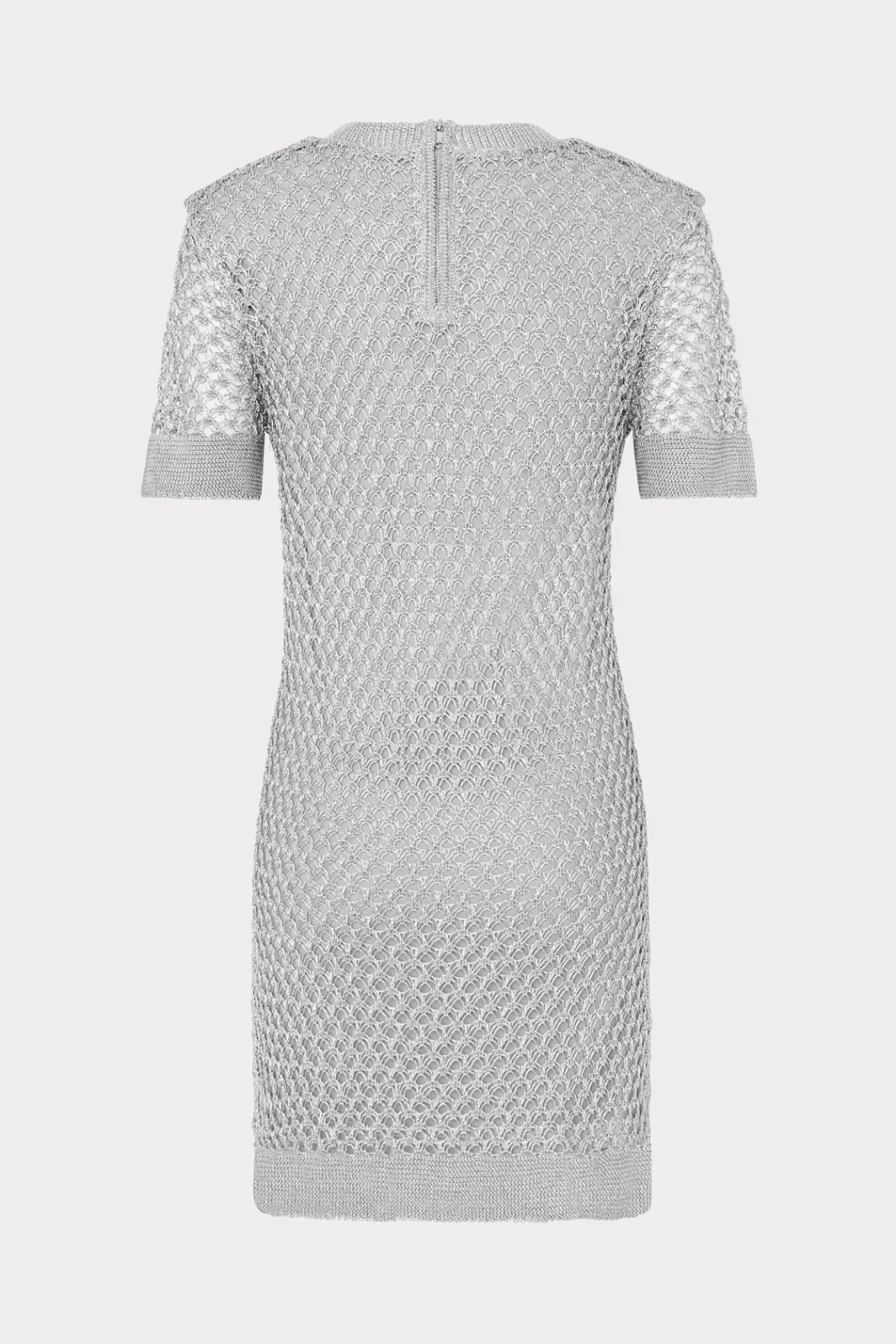 MILLY Knit Dresses-Sinclair Metallic Mesh Mini Dress Silver
