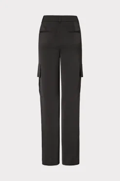 MILLY Pants-Skye Satin Cargo Pants Black