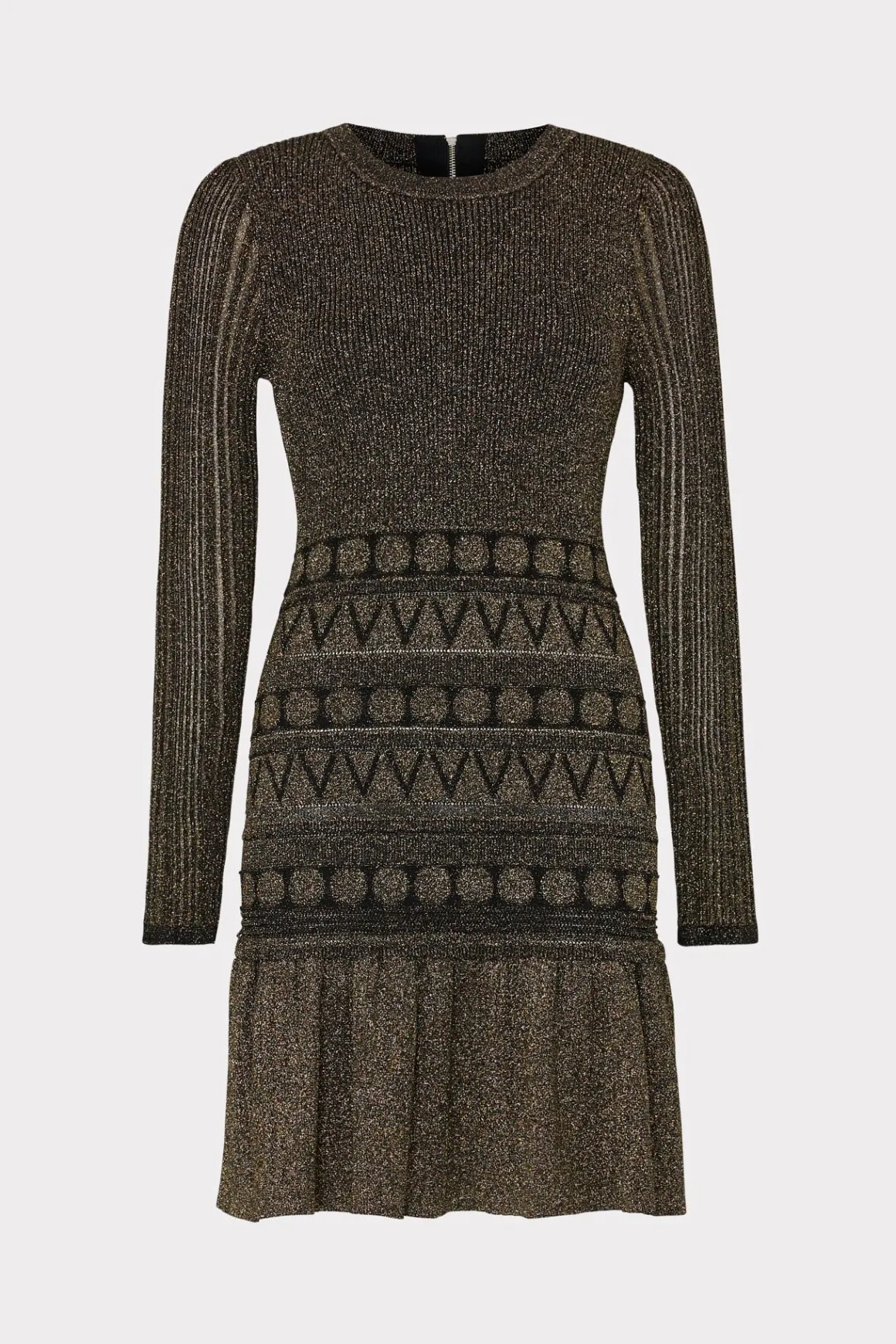 MILLY Knit Dresses-Solene Metallic Ruffle Mini Dress Gold