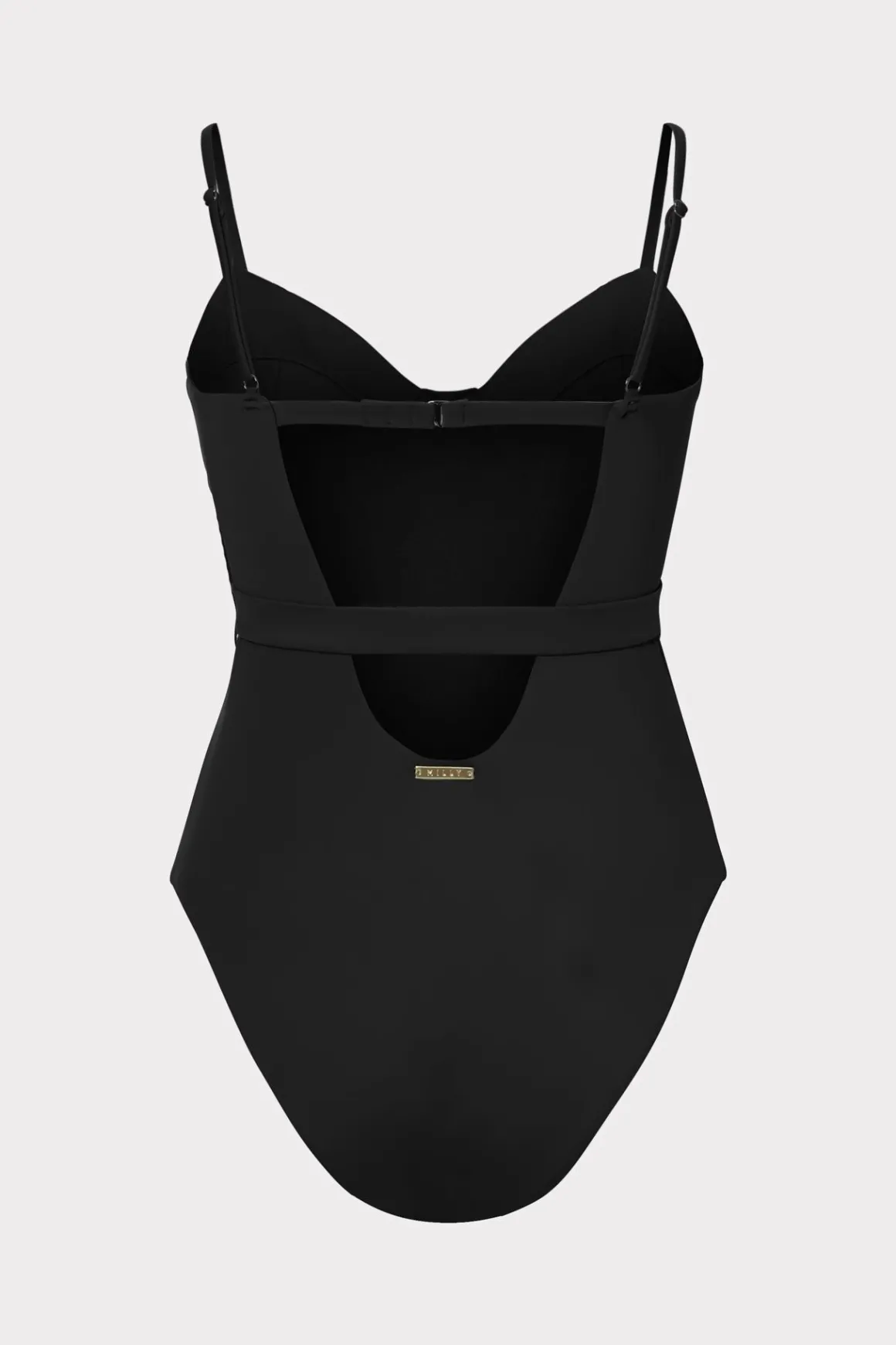 MILLY One Piece Swimsuits-Solid Belted One Piece Black
