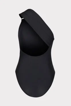 MILLY Jumpsuits & Rompers-Solid Carvico Vita One Shoulder One Piece Black