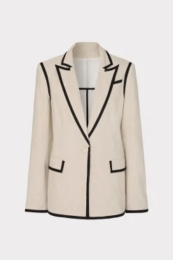 MILLY Coats & Jackets-Solid Linen Jacket Natural