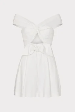 MILLY Day Dresses-Solid Linen Romper White