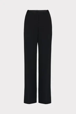 MILLY Matching Sets-Soren Low-Rise Hammered Satin Pants Black