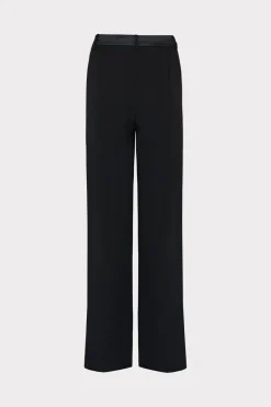 MILLY Matching Sets-Soren Low-Rise Hammered Satin Pants Black