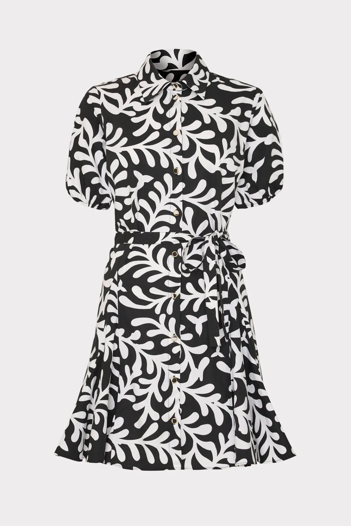 MILLY Day Dresses-Spanish Vine Poplin Mini Dress Black/White