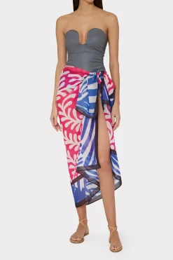 MILLY Jumpsuits & Rompers-Spanish Vine Zebra Sarong Multi