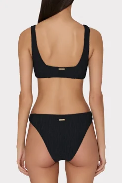 MILLY Jumpsuits & Rompers-Square Neck Bikini Top With Smocking Black