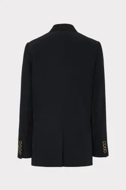 MILLY Blazers-Stacy Hammered Satin Blazer Black