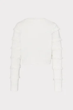 MILLY Sweaters & Knits-Striped Fringe Sweater Ecru