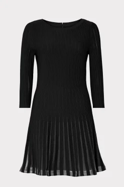 MILLY Knit Dresses-Tabitha Sheer Godet Mini Dress Black