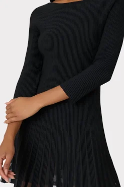 MILLY Knit Dresses-Tabitha Sheer Godet Mini Dress Black