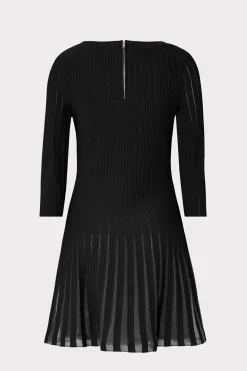 MILLY Knit Dresses-Tabitha Sheer Godet Mini Dress Black
