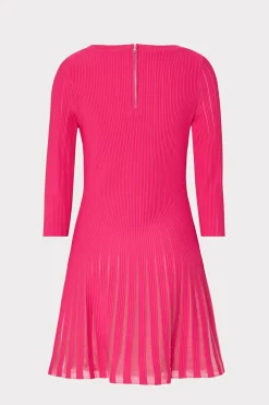 MILLY Knit Dresses-Tabitha Sheer Godet Mini Dress Milly Pink