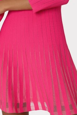 MILLY Mini Dresses-Tabitha Sheer Godet Mini Dress Milly Pink