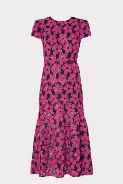MILLY Pink Dresses-Tahlia Tulle Embroidery Dress Pink/Black