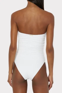 MILLY Jumpsuits & Rompers-Textured Ruched One Piece White