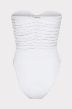 MILLY Jumpsuits & Rompers-Textured Ruched One Piece White