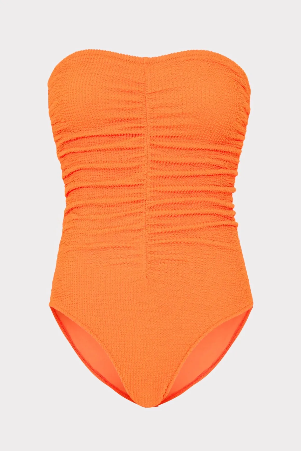 MILLY Jumpsuits & Rompers-Textured Ruched One Piece Neon Orange