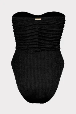 MILLY Jumpsuits & Rompers-Textured Ruched One Piece Black