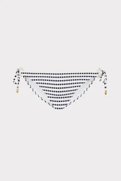 MILLY Jumpsuits & Rompers-Textured Stripe Ring Bikini Bottom Navy