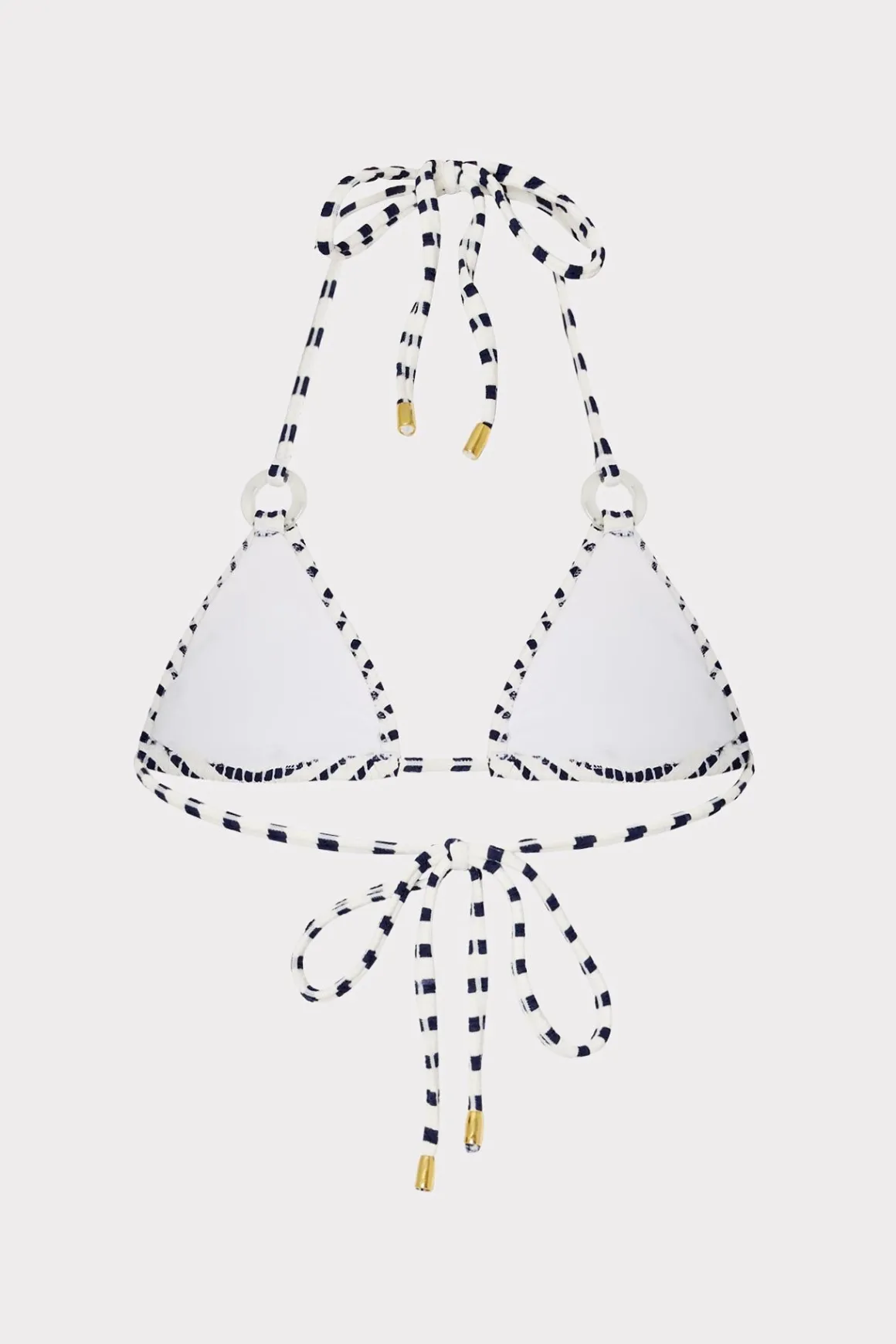 MILLY Bikinis-Textured Stripe Ring Triangle Bikini Top Navy