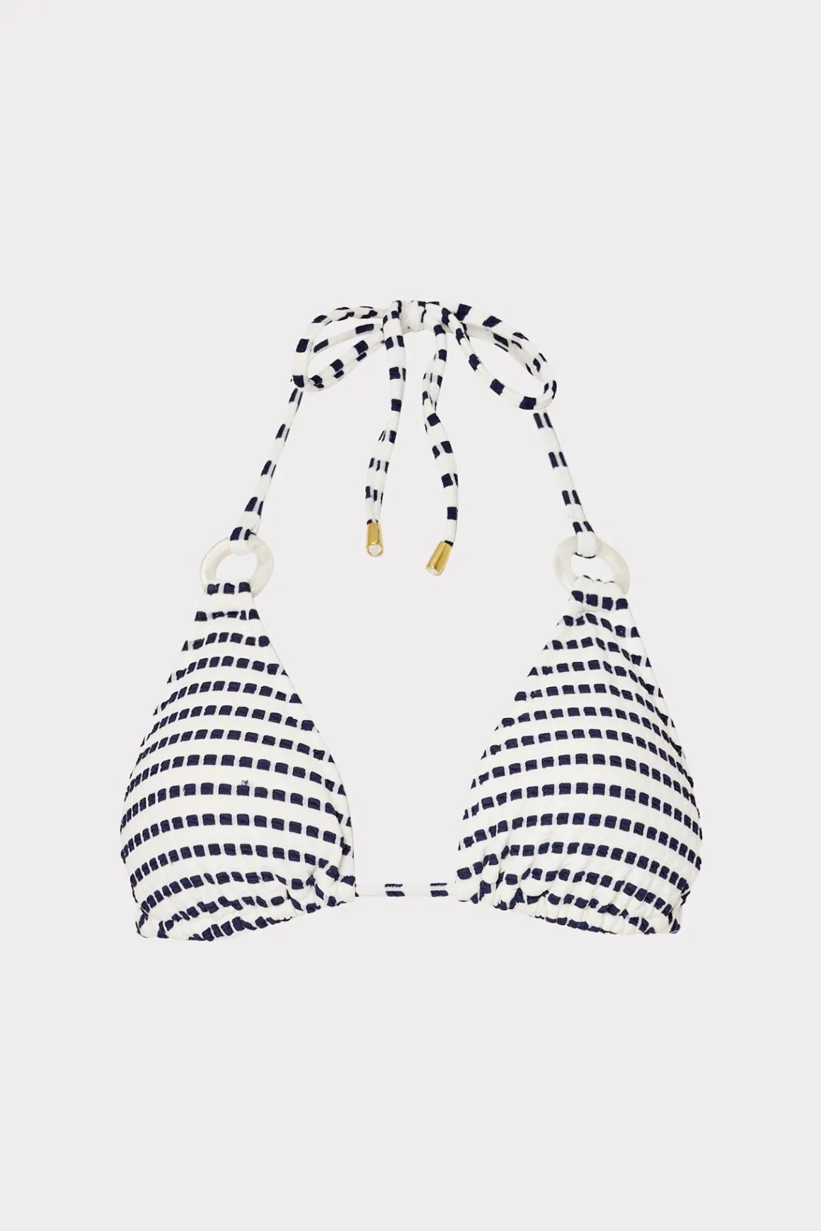 MILLY Jumpsuits & Rompers-Textured Stripe Ring Triangle Bikini Top Navy