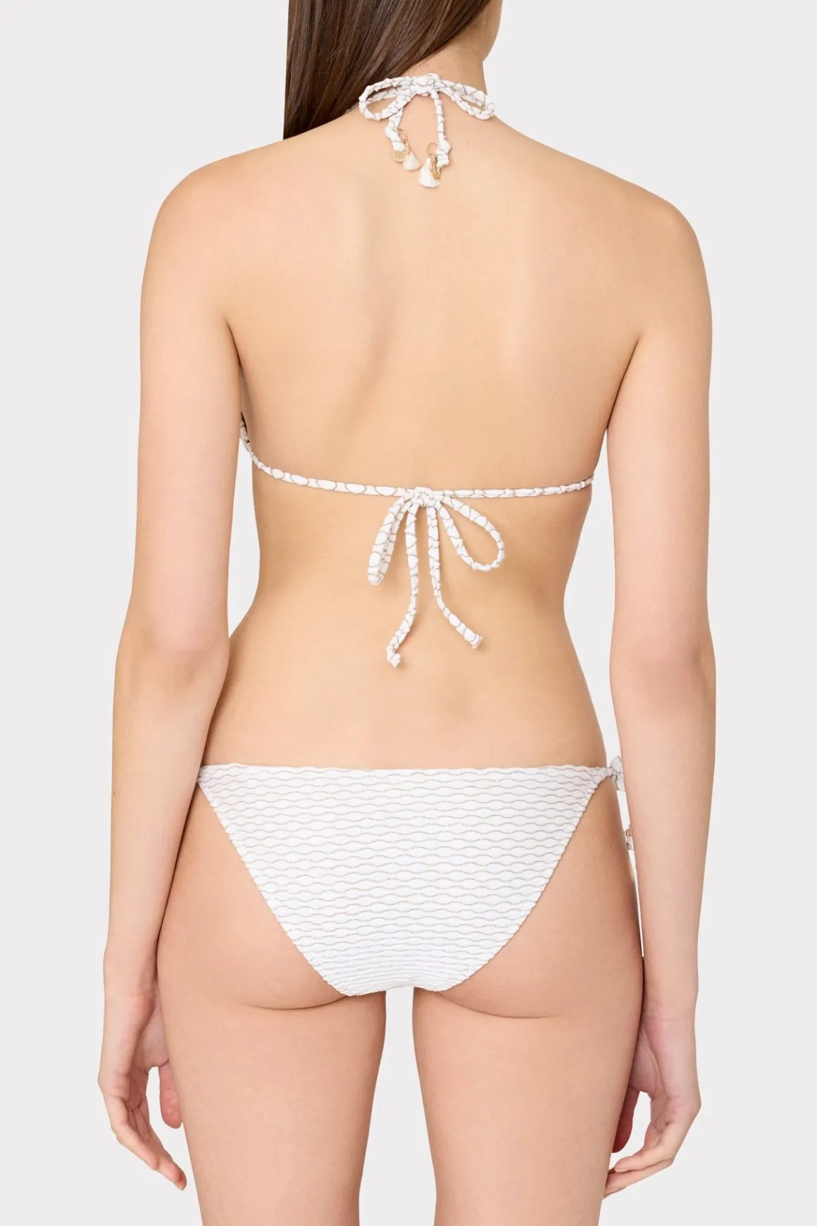 MILLY Bikinis-Textured Waves Triangle Bikini Top White