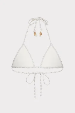 MILLY Bikinis-Textured Waves Triangle Bikini Top White