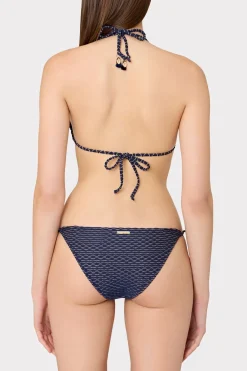 MILLY Bikinis-Textured Waves Triangle Bikini Top Navy