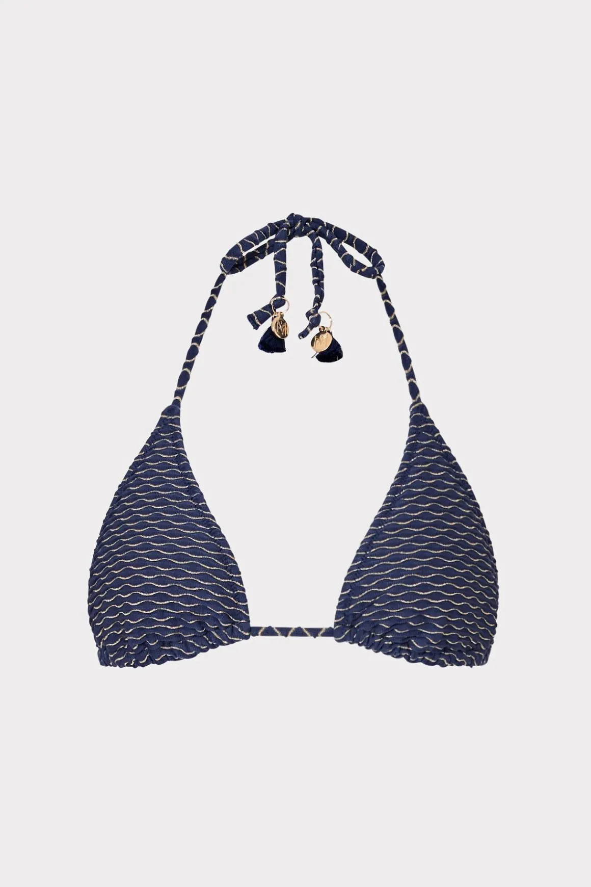 MILLY Jumpsuits & Rompers-Textured Waves Triangle Bikini Top Navy