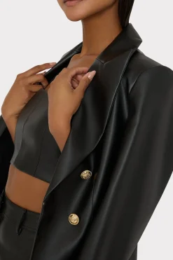 MILLY Blazers-Thompson Vegan Leather Blazer Black