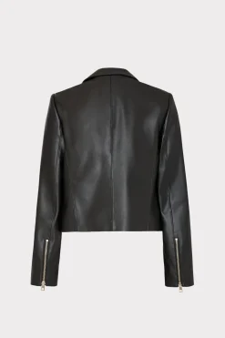 MILLY Blazers-Thompson Vegan Leather Blazer Black