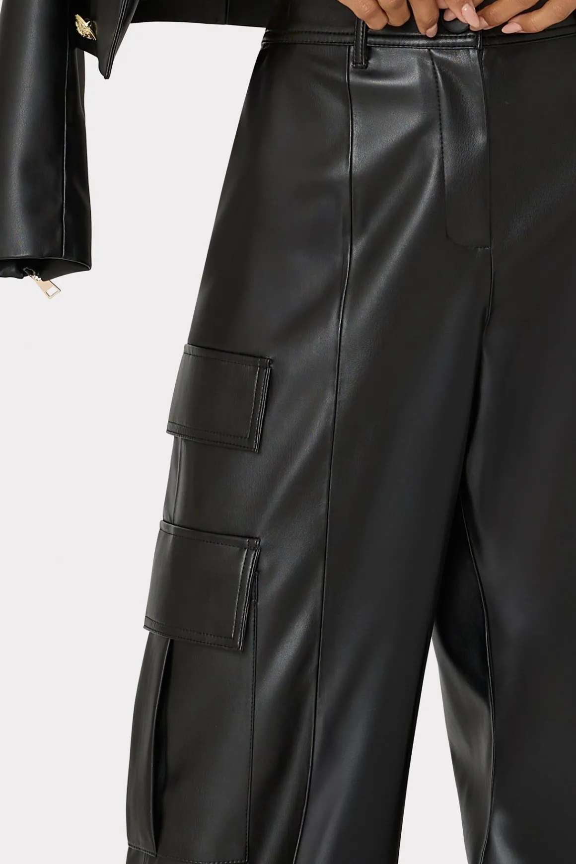 MILLY Pants-Tobias Vegan Leather Cargo Pants Black