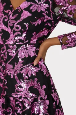 MILLY Pink Dresses-Tove Tassel Paisley Sequins Dress Pink Multi