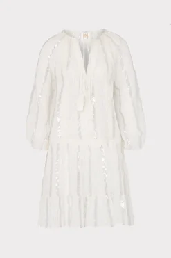 MILLY Cover-Ups-Valentine Lurex Stripe Coverup Dress White