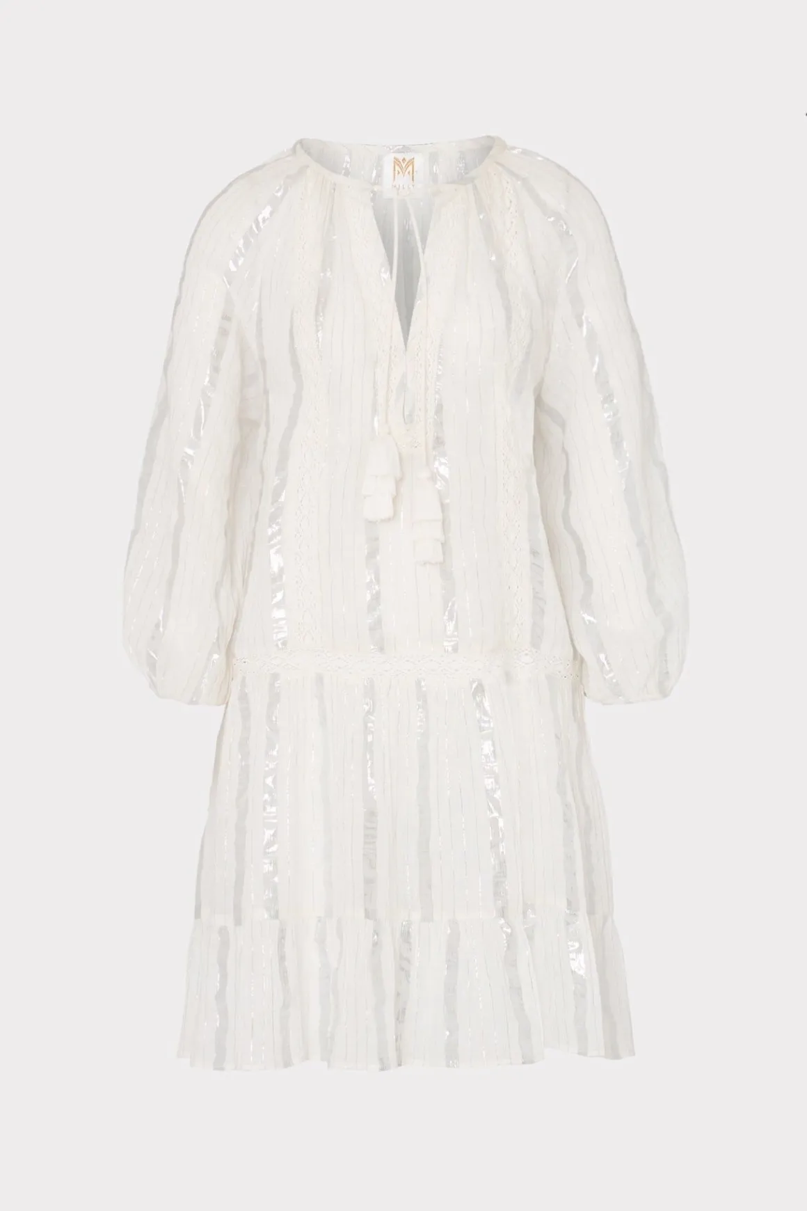 MILLY Cover-Ups-Valentine Lurex Stripe Coverup Dress White