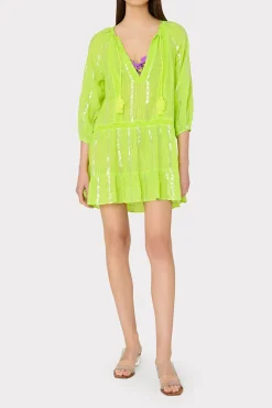 MILLY Jumpsuits & Rompers-Valentine Lurex Stripe Coverup Dress Neon Yellow