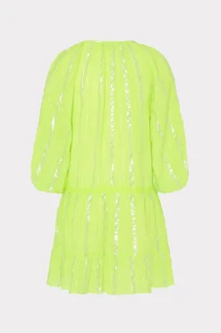 MILLY Jumpsuits & Rompers-Valentine Lurex Stripe Coverup Dress Neon Yellow