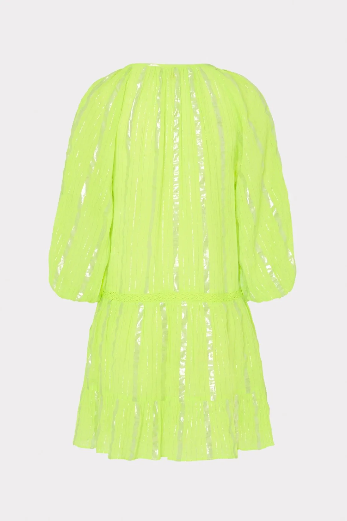 MILLY Cover-Ups-Valentine Lurex Stripe Coverup Dress Neon Yellow