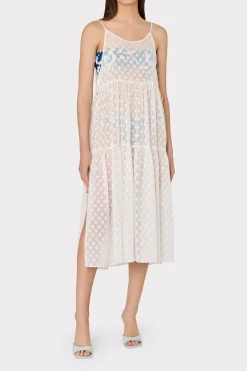 MILLY Jumpsuits & Rompers-Valeria Diamond Jacquard Coverup Dress White/Gold