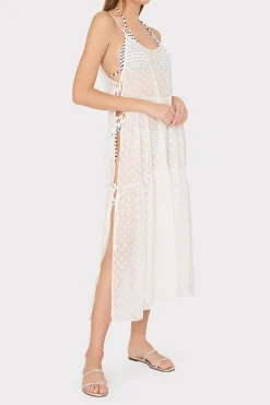 MILLY Jumpsuits & Rompers-Valeria Diamond Jacquard Coverup Dress White/Gold
