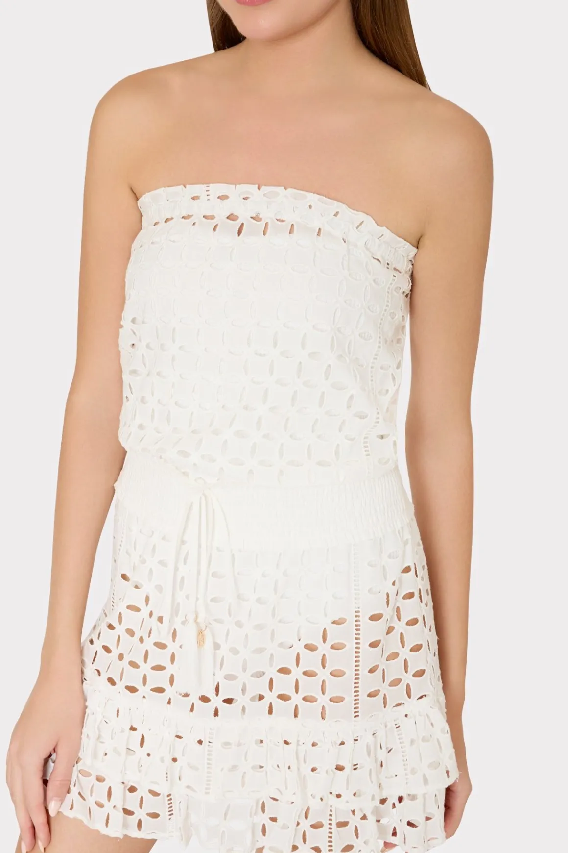 MILLY Jumpsuits & Rompers-Verity Cotton Eyelet Dress White
