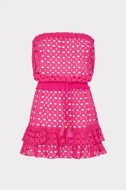 MILLY Jumpsuits & Rompers-Verity Cotton Eyelet Dress Pink