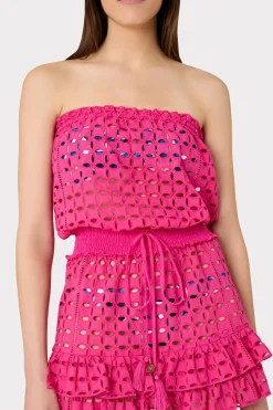 MILLY Jumpsuits & Rompers-Verity Cotton Eyelet Dress Pink