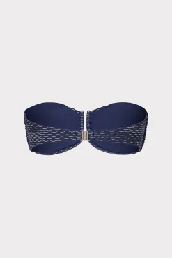 MILLY Jumpsuits & Rompers-Verone Texture Waves Bandeau Top Navy
