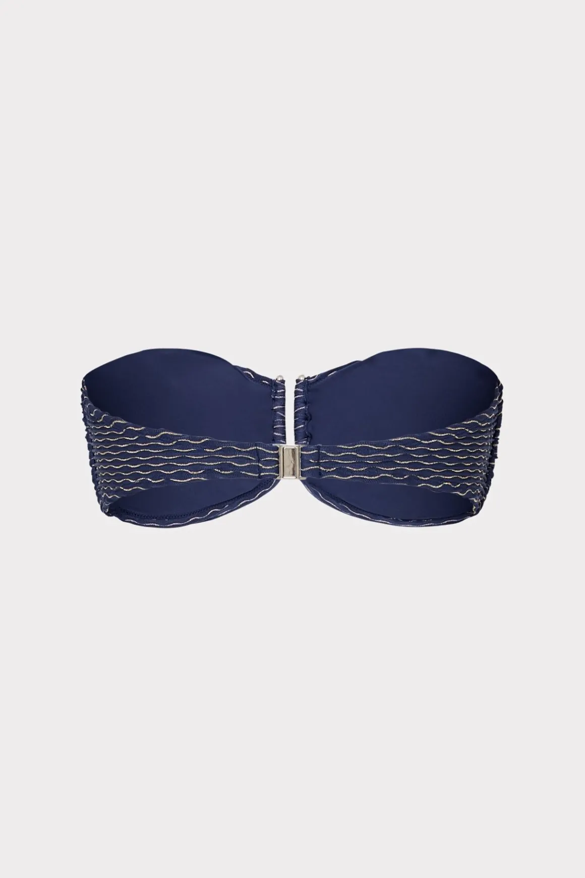 MILLY Jumpsuits & Rompers-Verone Texture Waves Bandeau Top Navy