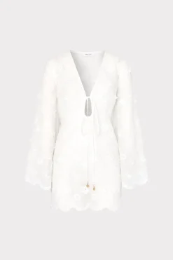 MILLY Cover-Ups-Viara 3D Floral Embroidery Coverup Dress White